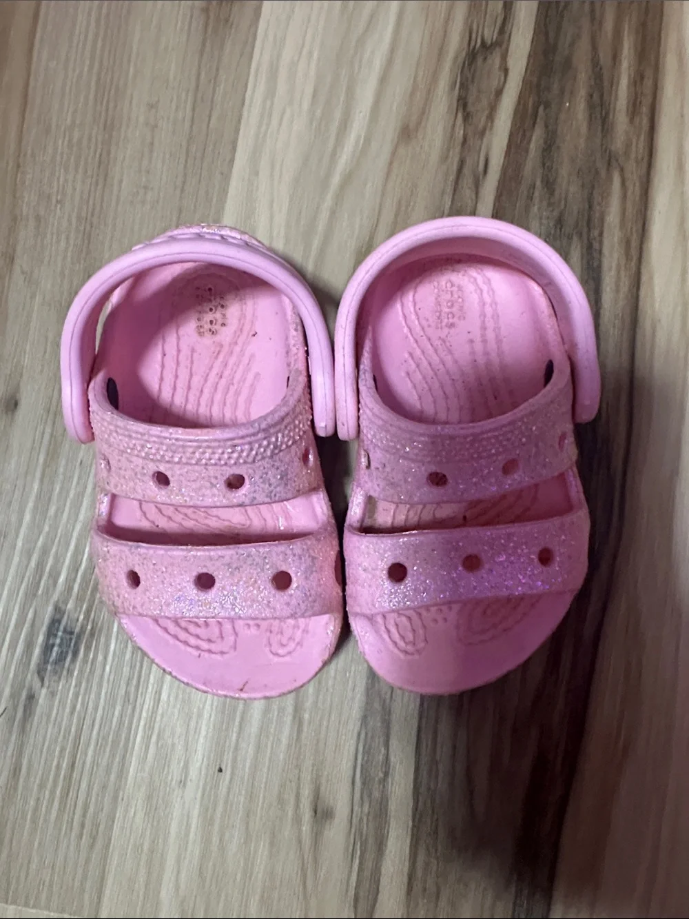 CROCS Pink Glitter Strap Kids Sandals